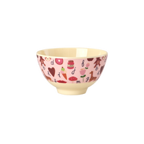 Rice - Melamine Bowl with Pink ABC Print - Pink - 300 ml / Home and Kitchen