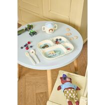 Rice - Melamine Kids 4 Room Plate - Blue ABC Print - Blue / Home and Kitchen