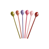 Rice - Melamine Latte Spoons - Assorted Solid Colors - Set of 6 / Home and Kitchen