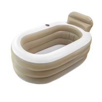 Scandinavian Collection - Inflatable Bathtub - Brown/Beige Tone - 130 × 75 × 45 cm /