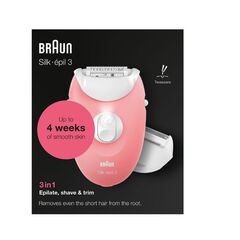 BRAUN Silk-épil 3 SE3-277 Epilator, White and Pink Care Devices Face Care