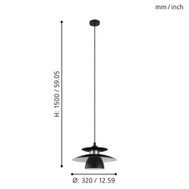 EGLO - BRENDA PENDANT - BLACK - Ø320, satineret nikkel / Home and Kitchen Lightning Home & Kitchen