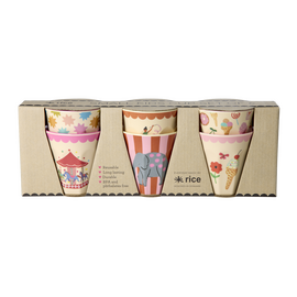 Rice - Melamine Cups with Fun Fair Prints - Pink - Small / Home and Kitchen Kitchen Home & Kitchen