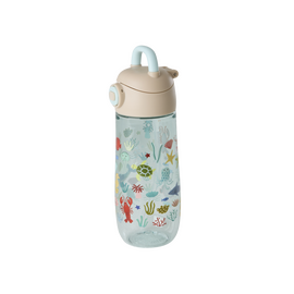 Rice - Plastic Kids Drinking Bottle with Blue Ocean Print - Blue - 550 ml / Home and Kitchen Kitchen Home & Kitchen