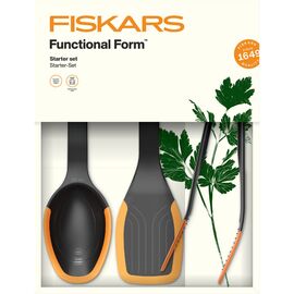 Fiskars - FunctionalForm Kitchen Set of 3 Pieces - Palette, Spoon & Tongs - Essential Cooking Utensil Kit / Home and Kitchen Κουζίνα Σπίτι & Κουζίνα