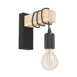 Eglo - TOWNSHEND Wall Lamp - Black & FSC-Certified Wood / Home and Kitchen Lightning Home & Kitchen
