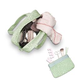 Karen Denmark - 2 pcs Cosmetic bag with handle Green/white print / Beauty Uncategorized (Beauty)