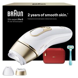 Braun - IPL Silk·expert Pro 5 At Home Hair Removal - 2 Attachment Heads - PL5221 - White/Gold / Health and Personal Care Uncategorized (Beauty)