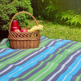PROMIS Picnic Blanket, Green Stripes, 200 cm x 150 cm Κλινοσκεπάσματα Σπίτι & Κουζίνα
