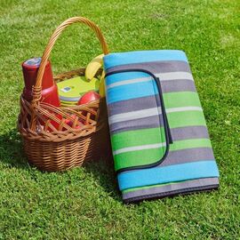 PROMIS Picnic Blanket, Green Stripes, 200 cm x 150 cm Κλινοσκεπάσματα Σπίτι & Κουζίνα