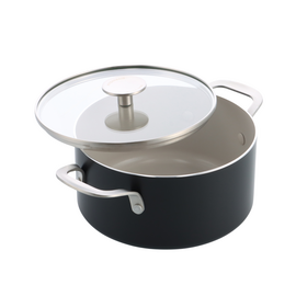 KitchenAid - Coloured Aluminum Casserole with Lid - Matte Black - 20 cm / Home and Kitchen