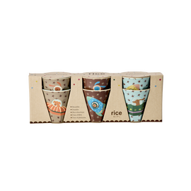 Rice - Melamine Kids Cup with Dogs in Space Print - Small - 160 ml / Home and Kitchen