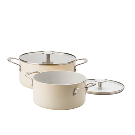 KitchenAid - Coloured Aluminum Casserole with Lid - Almond Cream - 24 cm / Home and Kitchen