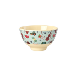 Rice - Melamine Bowl with Blue ABC Print - Blue - Small - 300 ml / Home and Kitchen