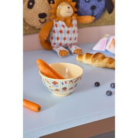 Rice - Melamine Bowl with Blue Kids in Paris Print - Soft Blue - 300 ml / Home and Kitchen