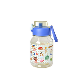 Rice - Plastic Kids Drinking Bottle - Paris Print - Blue - 700 ml / Home and Kitchen