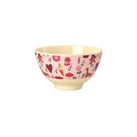 Rice - Melamine Bowl with Pink ABC Print - Pink - 300 ml / Home and Kitchen