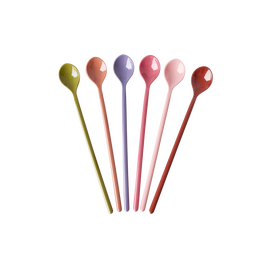 Rice - Melamine Latte Spoons - Assorted Solid Colors - Set of 6 / Home and Kitchen
