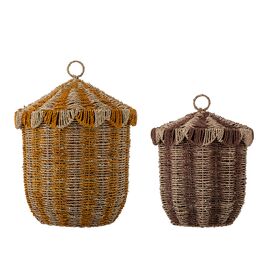 Bloomingville MINI - Cikkeline Basket w/Lid - Multi - Seagrass /