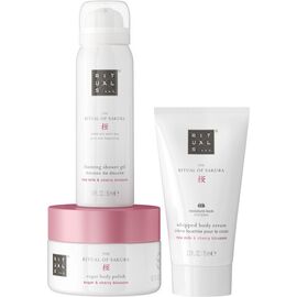 RITUALS - Sakura Set: 48H Hydrating Body Cream 70 ml + Foaming Showergel 50 ml + Softening Body Scrub 125g - Giftset /