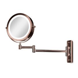 Gillian Jones- Double sided wall mirror w. LED - x1/x10 magnification  - kobber / Beauty Tools & Accessories Makeup