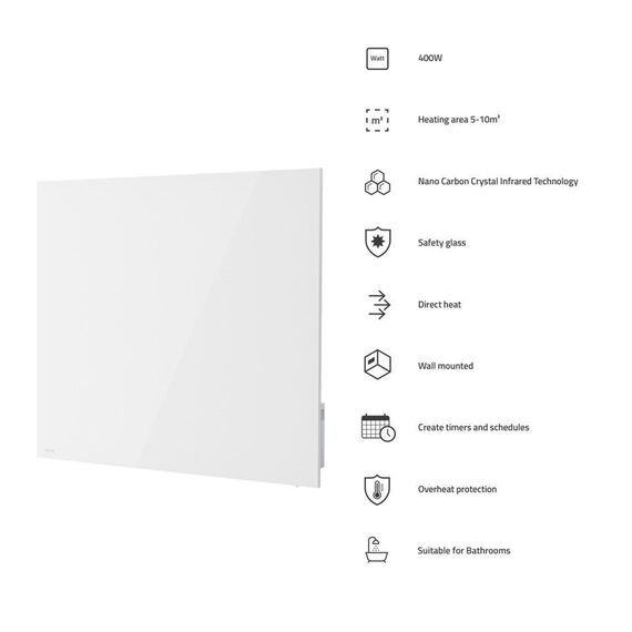 Hombli - Smart IR Glass Heatpanel 400W, White / Home and Kitchen Συσκευές Σπίτι & Κουζίνα