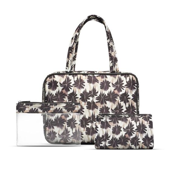 Gillian Jones - 3-piece cosmetic bag set - Palm print / Beauty Tools & Accessories Makeup