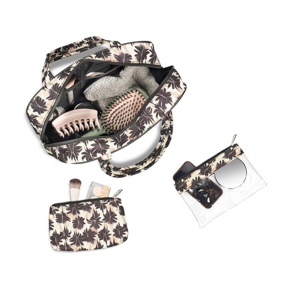 Gillian Jones - 3-piece cosmetic bag set - Palm print / Beauty Tools & Accessories Makeup