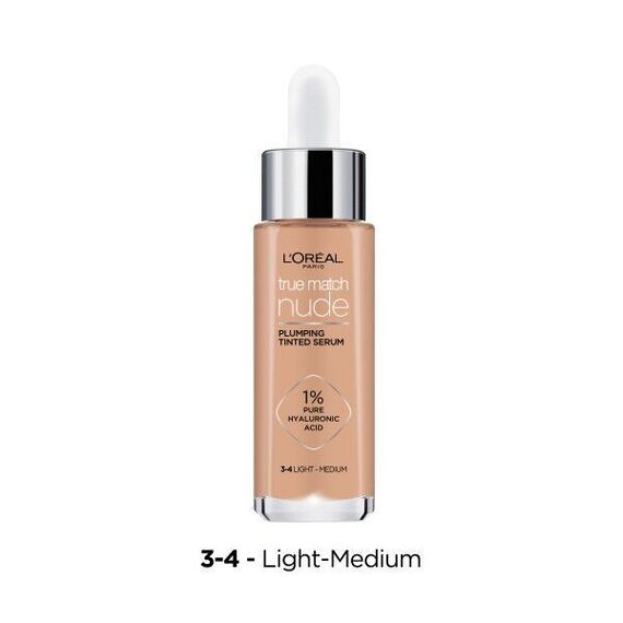 L'Oréal - True Match Nude Plumping Tinted Serum - Light-Medium 3-4 / Beauty Face Makeup