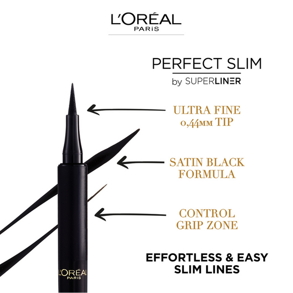 L'Oréal - Paris Perfect Slim Eyeliner - Intense Black - 0.4mm / Beauty Eyes Makeup