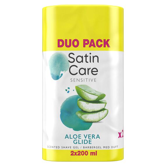 Gillette - Satin Care Shaving Gel Aloe Vera - White/Yellow - 2x200 ml / Health and Personal Care Ξύρισμα Μπάνιο & Σώμα