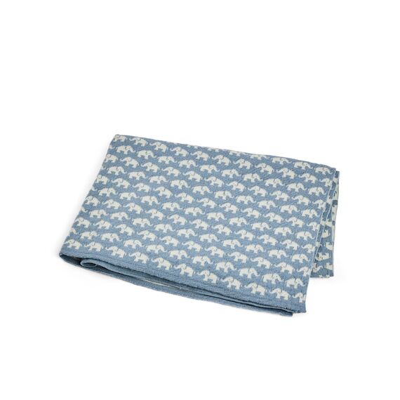 Smallstuff - Baby blanket AO elephants - Merino Wool Blue - 80x100 cm (70007-91) / Home and Kitchen Κλινοσκεπάσματα Σπίτι & Κουζίνα