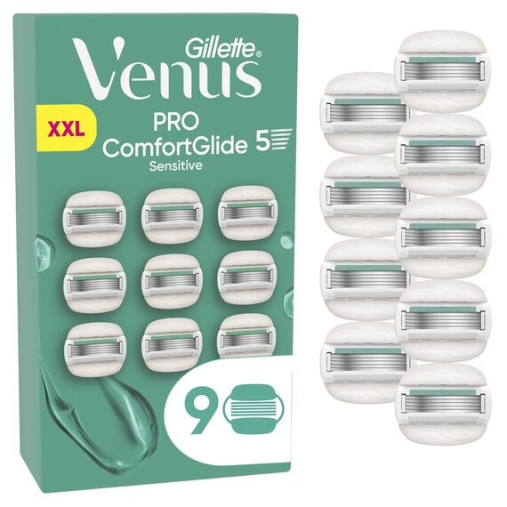 Venus - Gillette Venus Pro ComfortGlide Sensitive Razor Blades - Green/White - 9 pcs / Health and Personal Care Shaving Bath & Body