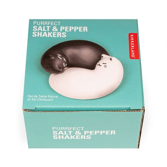 Kikkerland - Purrfect Salt & Pepper Shakers - Black and White - 8.25 cm x 3.75 cm x 6.5 cm / Home and Kitchen Kitchen Home & Kitchen