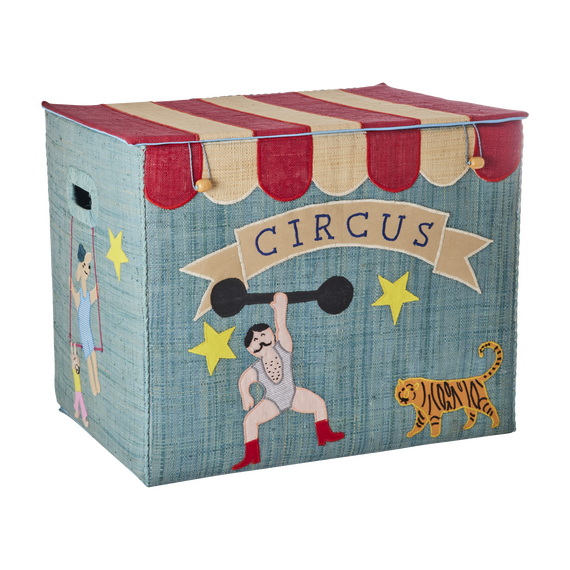 Rice - Raffia Storage Box with Circus Theme - Extra Large / Home and Kitchen Storage Home & Kitchen