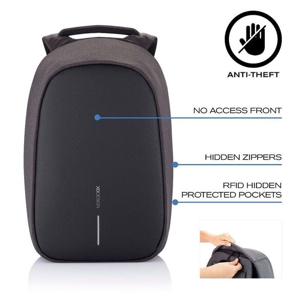 XD DESIGN ANTI-THEFT BACKPACK BOBBY HERO REGULAR BLACK P/N: P705.291 Σακίδια Πλάτης Βαλίτσες & Τσάντες