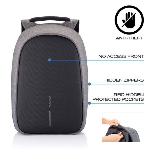 XD DESIGN ANTI-THEFT BACKPACK BOBBY HERO REGULAR GREY P/N: P705.292 Σακίδια Πλάτης Βαλίτσες & Τσάντες