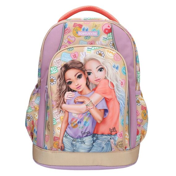 Topmodel - School Backpack GIRL POWER - Beige, Lilac, and Coral (413285) / Luggage and Travel Gear Σακίδια Πλάτης Βαλίτσες & Τσάντες