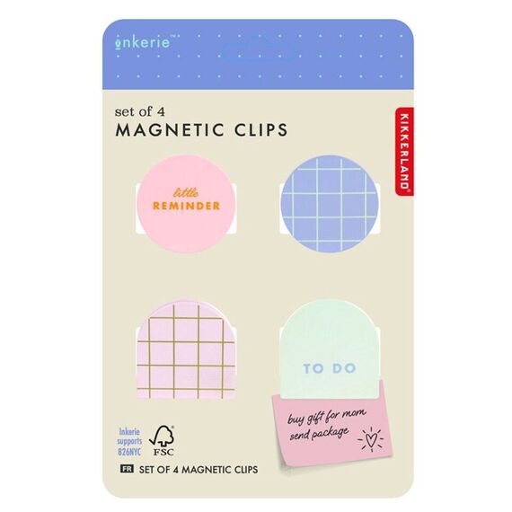 Kikkerland - Inkerie Magnetic Clips - Set of 4 - 4 cm x 4 cm x 2.75 cm / Home and Kitchen Uncategorized (Home & Kitchen) Home & Kitchen