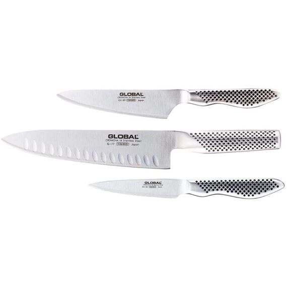 Global - Classic 3 Piece Knife Set with Fluted Cooks Knife (G-773889) / Home and Kitchen Κουζίνα Σπίτι & Κουζίνα