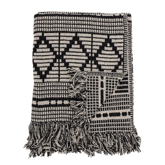Bloomingville - Gutte Recycled Cotton Throw 160x130 cm - Black / Home and Kitchen Κουζίνα Σπίτι & Κουζίνα