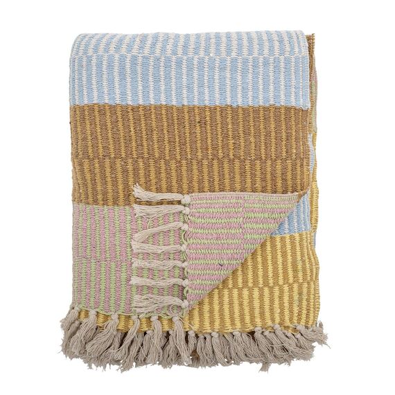 Creative Collection - Isnel Recycled Cotton Throw 160x130 cm - Yellow / Home and Kitchen Kitchen Home & Kitchen