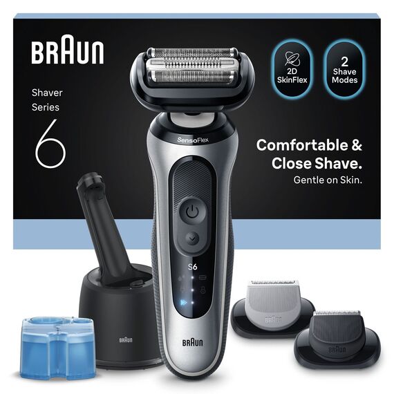 Braun - Series 6 Electric Shaver - SmartCare Center +2 Attachments - 62-S7650CC - Silver / Health and Personal Care Κουρευτικές & Ξυριστικές Ανδρική Περιποίηση