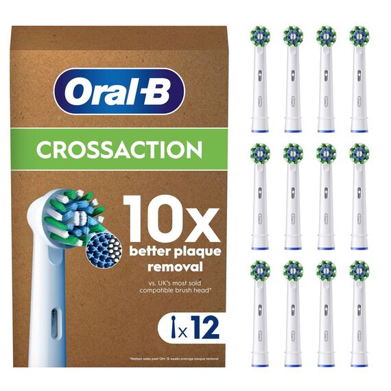 Oral B - Pro Cross Action Toothbrush Heads - White - 12 Counts / Health and Personal Care Υγιεινή Στόματος Προσωπική Φροντίδα