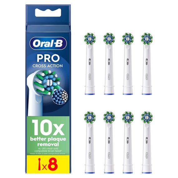 Oral B - Pro Cross Action Toothbrush Heads - White - 8 Counts / Health and Personal Care Υγιεινή Στόματος Προσωπική Φροντίδα