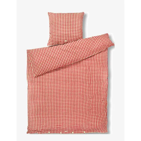 Juna - Bæk&Bølge Bed Linen 140x200 cm - Red & Yellow / Home and Kitchen Bedding Home & Kitchen