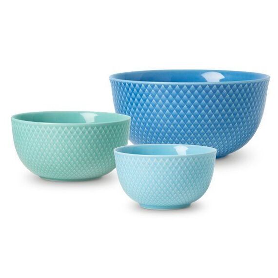 Lyngby Porcelæn - Rhombe Color Bowl Blue - Set of 3 / Home and Kitchen Κουζίνα Σπίτι & Κουζίνα