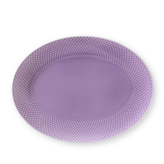 Lyngby Porcelæn - Rhombe Color Oval Serving Dish 35x26.5 cm - Purple / Home and Kitchen Kitchen Home & Kitchen