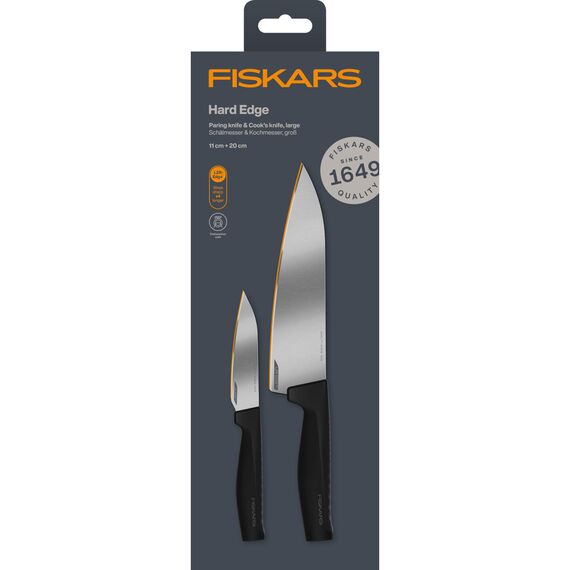 Fiskars - Hard Edge Knife Set - Chef's Knife 20 cm + Vegetable Knife 11 cm / Home and Kitchen Κουζίνα Σπίτι & Κουζίνα