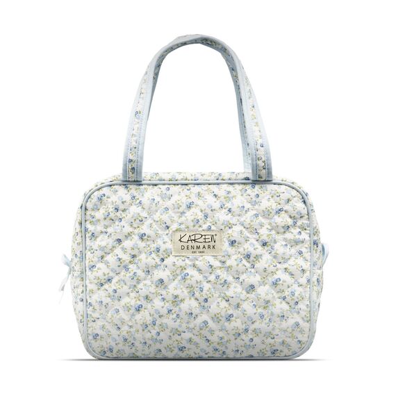 Karen - Large toilet bag with handle - Blue small flowered quilt - Large / Beauty Αξεσουάρ Ομορφιάς Γυναικεία Περιποίηση
